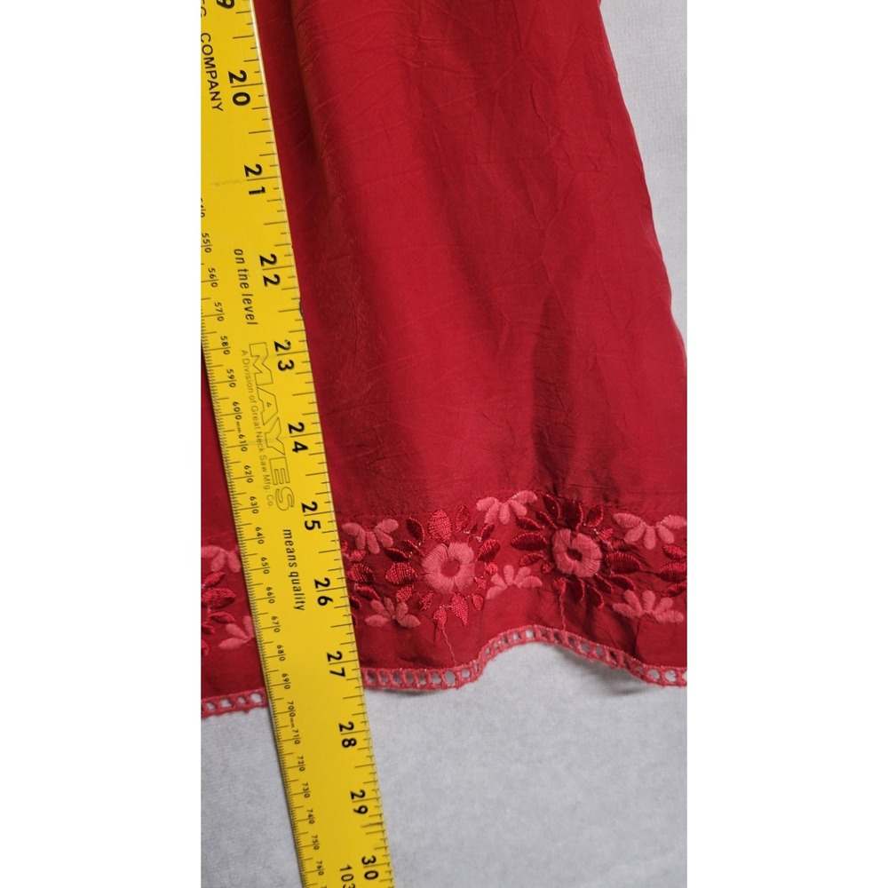 Red With Red Stitching And Crochet Trim Vented Front Ls Johnny Was Top Size S - Picture 6 of 7